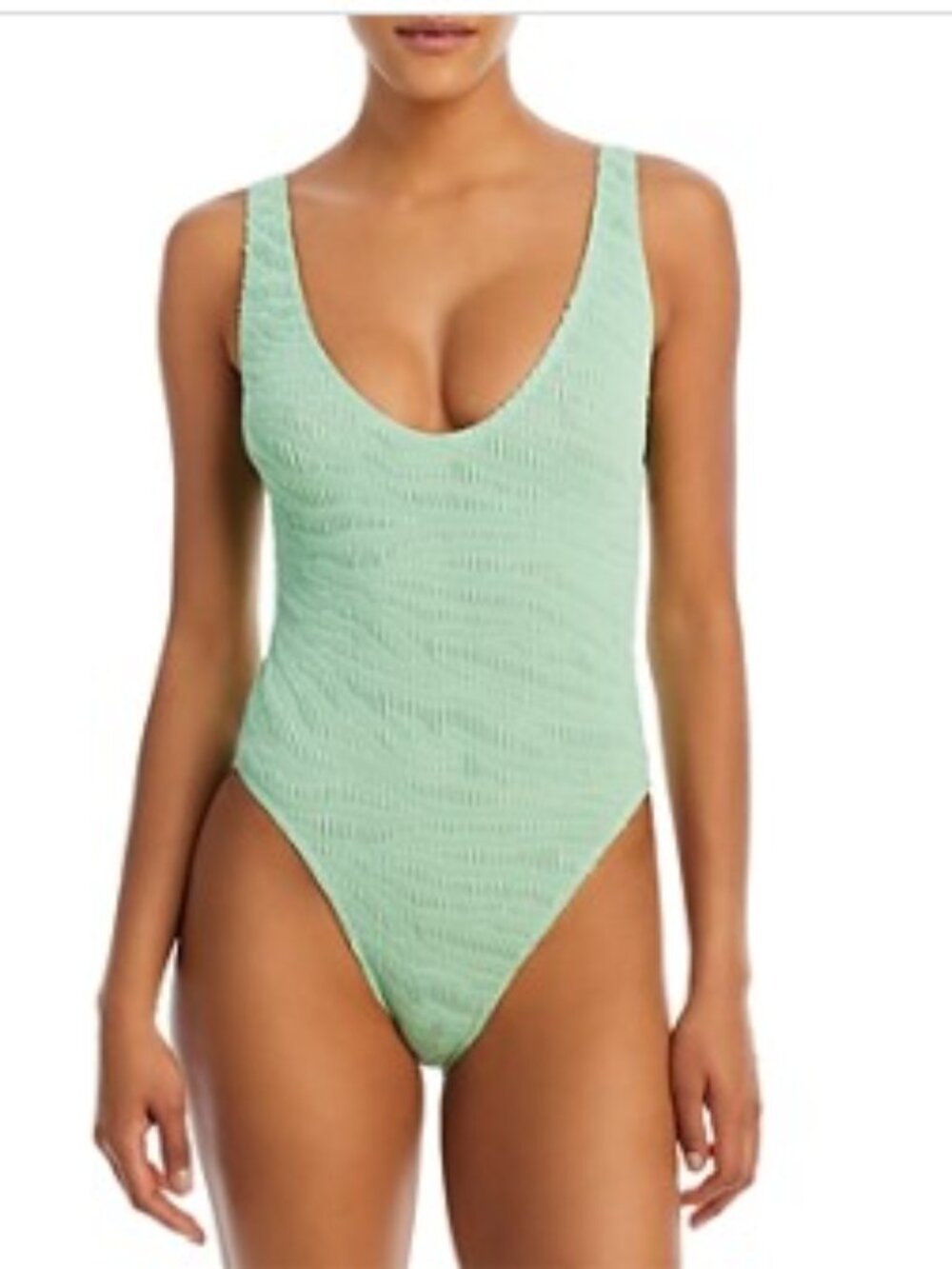 Bond Eye - Mara Womens Textured Open Back One-Piece Swimsuit (Mint, O/S)